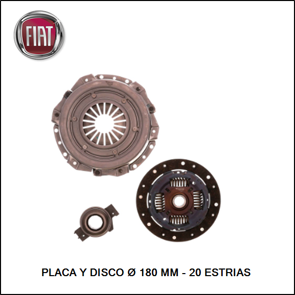 CONJUNTO DE EMBRAGUE P+D+C FIAT UNO/FIORINO/PALIO/SIENA/PUNTO/STRADA 1.3 8V FIRE - 1.4 8V FIRE