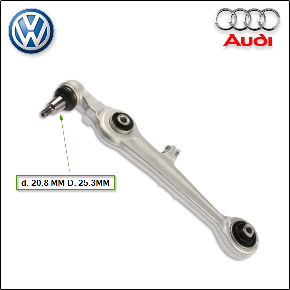 BRAZO DE SUSPENSION INF. DER/IZQ. CON ROTULA AUDI A4/A6 - VW PASSAT  CONO Ø 20,8 - Ø25,3 - L=465,