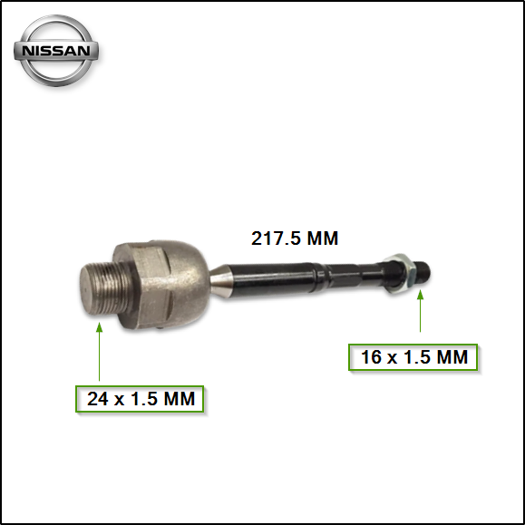 ARTICULACION AXIAL (PRECAP) - NISSAN FRONTIER NP300 17/... RLC: 24 X 1.5 - RLE: 16 X 1.5 - L: 217.5 MM