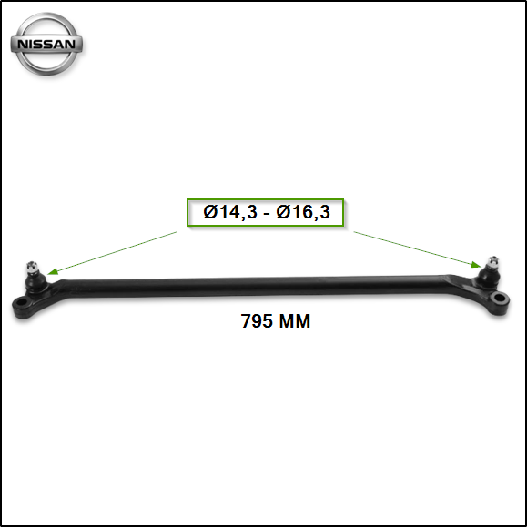 BARRA CENTRAL DE DIRECCION NISSAN PICK UP D22/FRONTIER 4X4 - Ø14,3 - Ø16,3 - Ø33 - L=795