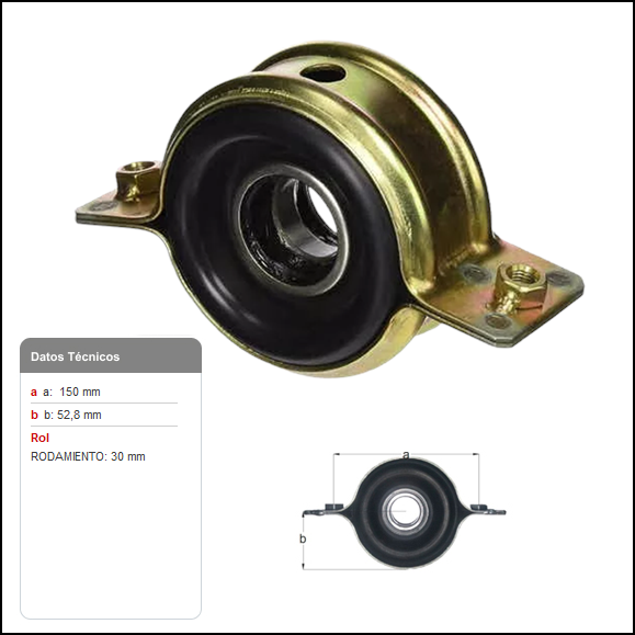 CENTRO DE CARDAN - TOYOTA HILUX  2.4D 92/97 - 2.8D 97/01 - 3.0D 3.0TD 01/05 - 3.0 TDI 05/... 4X2 - RAV 4 1.8 2.0 2.4 NAFTA 2.0 D 94/13 - ROD. 30 MM