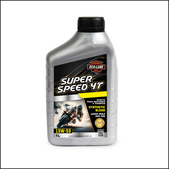 ECO-LUBE SUPER SPEED 15W50 SL/ JASO MA2 X 1 LITRO SINTETICO (12 UNIDADES) MOTO