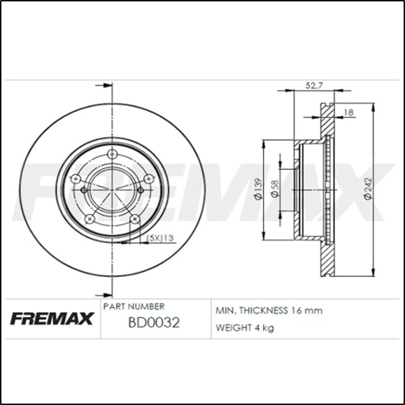 DISCO DE FRENO DEL SUBARU LEGACY(|) (1.8--2.0-2.2-4WD-VENTILADO)/IMPRESA (1.6-1.6 4WD)