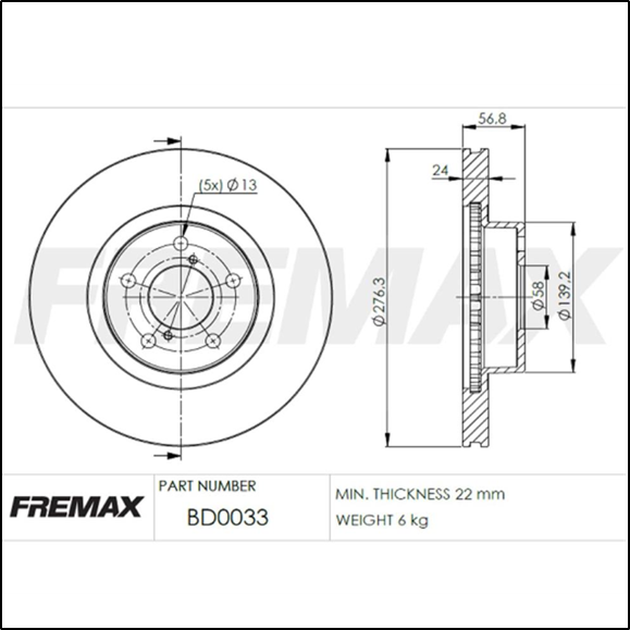 DISCO DE FRENO DEL SUBARU LEGACY(|) (1.8--2.0-2.2-4WD-VENTILADO)/IMPRESA (1.6-1.6 4WD)