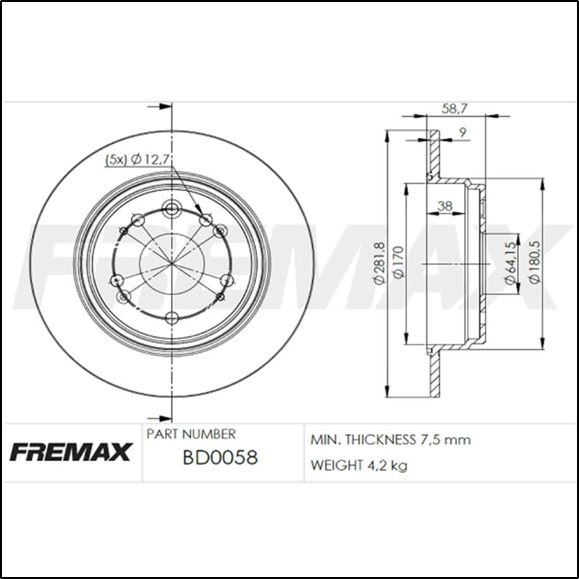 DISCO DE FRENO TRAS HONDA CR-V 02/... (SOLIDO)