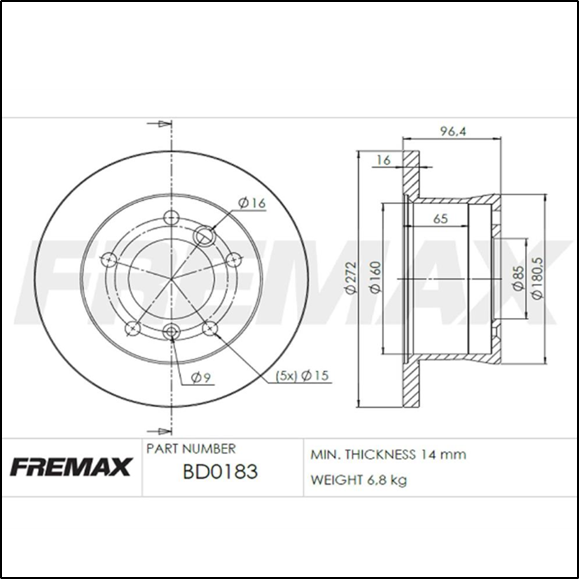 DISCO DE FRENO TRAS MERCEDES BENZ SPRINTER 99/... /SPRINTER 311 02/... (SOLIDO)