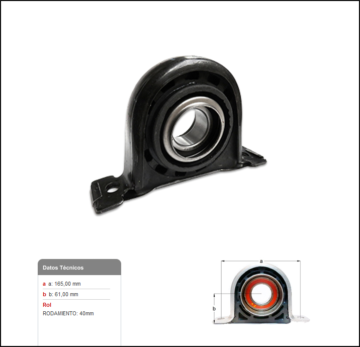 CENTRO CARDAN- FORD RANGER 2.5 / 2.8  40MM CON SOPORTE