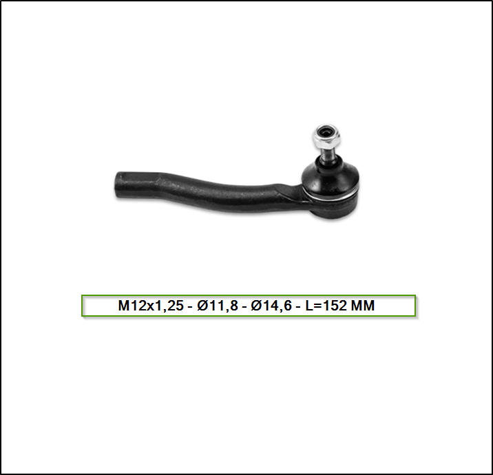 EXTREMO DE DIRECCIÓN DERECHO NISSAN SENTRA 07/12 - M12x1,25 - Ø11,8 - Ø14,6 - L=152