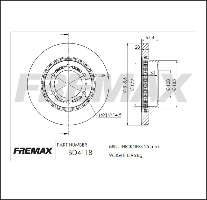 DISCO DE FRENO DELANTEROS VENTILADOS TOYOTA HILUX 2020 - 2024