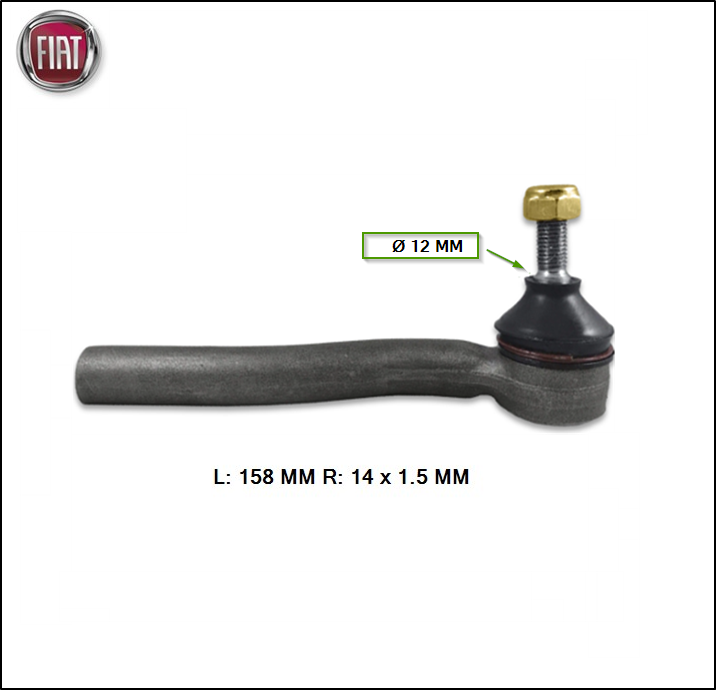 EXTREMO DE DIRECCION DER. FIAT PALIO ADVENTURE/ IDEA ADVENTURE L: 158 MM 14X1.5 MM