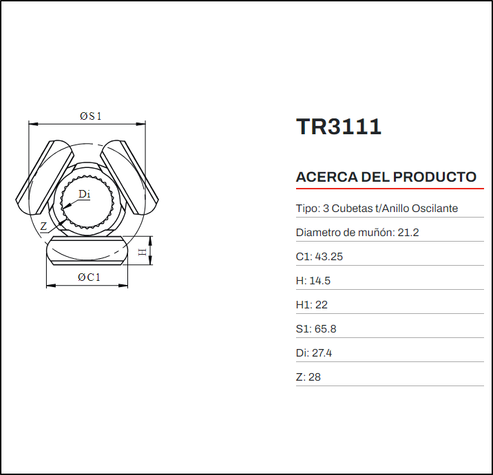 TRICETA FORD MONDEO - S-MAX - 3 ANILLOS OSCILANTES Ø 21 MM - 28 DIENTES