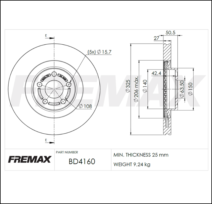 DISCOS DE FRENO DELANTEROS VENTILADOS FORD MAVERICK 2021 / 2024 Ø 325 MM