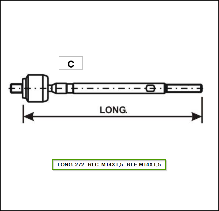 ART. AXIAL  (PRECAP) -FIAT  PALIO '05 / IDEA / IDEA ADVENTURE / STRADA / STRADA ADVENTURE/FIAT SIENA 2001 HASTA 2007 - TIPO C - LONG: 272 - RLC: M14X1,5 - RLE:M14X1,5