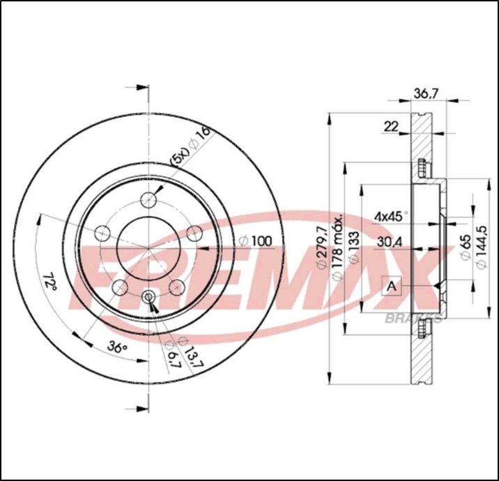 DISCO DE FRENO DEL LEON (1.8)/TOLEDO II/BORA/GOLF/NEW (VENTILADO)
