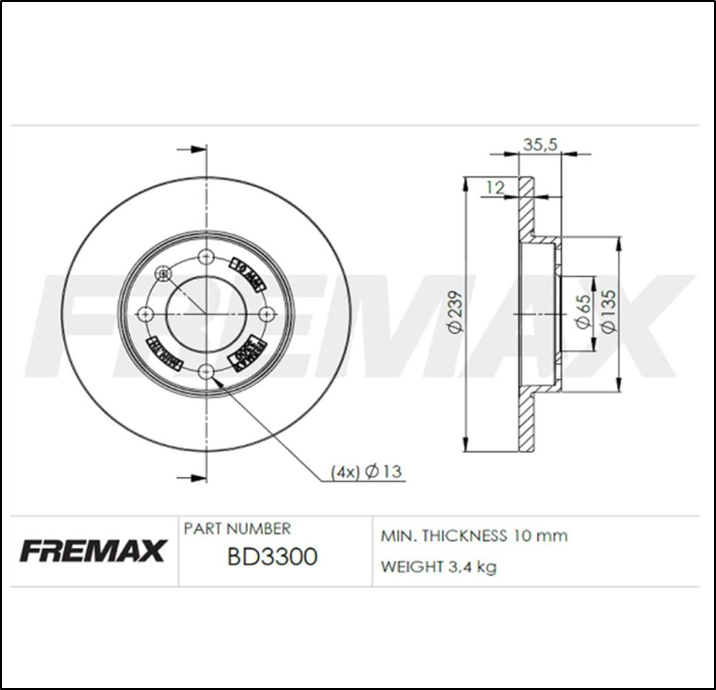DISCO DE FRENO DEL VOLKSWAGEN CARAT/GACEL/SENDA/GOL/SAVEIRO/SEAT IBIZA/CORDOBA
