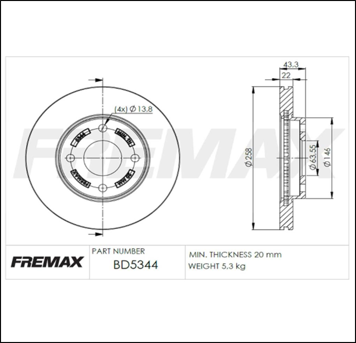DISCO DE FRENO DEL FORD ECOSPORT (1.6-2.0-16V)/FOCUS I (VENTILADO)