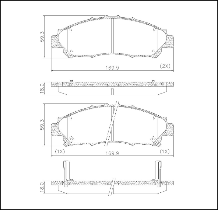 PASTILLA DE FRENO DELANTERAS TOYOTA HI-ACE 2.7 2.8 - 2019 - 2024
