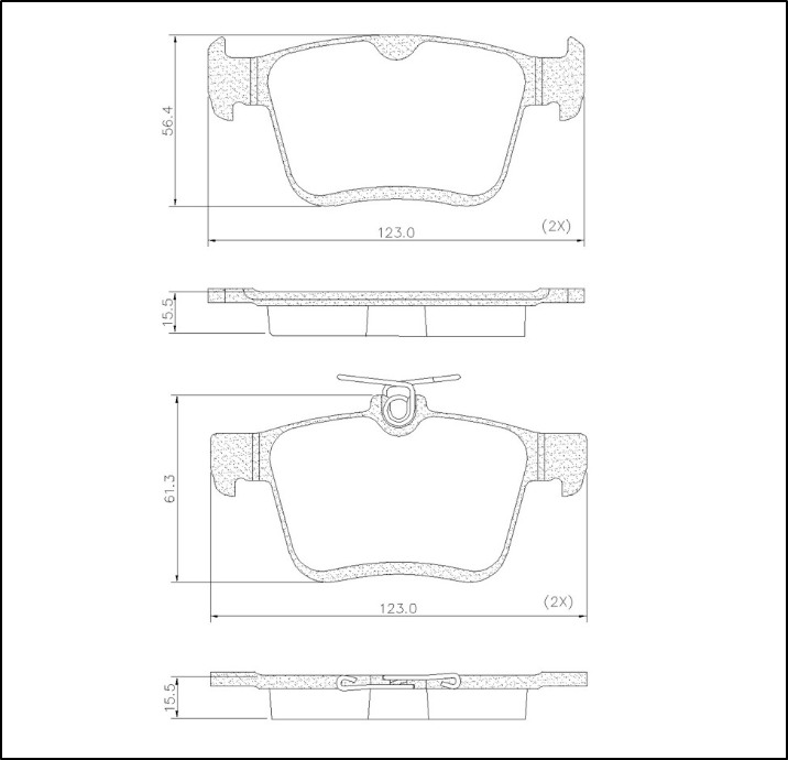 PASTILLA DE FRENO TRAS VW GOLF 14/... (2.0 GTI)/TAOS 250 - VENTO - 2018/.. - TOURAN - TIGUAN (15,5 MM)