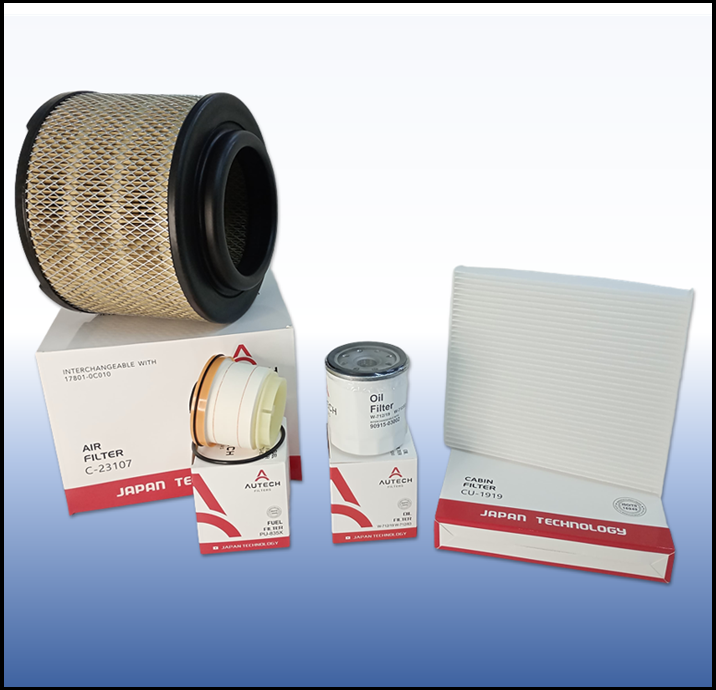 KIT DE FILTROS AUTECH TOYOTA HILUX 2.5 - 3.0 - 2005/2015  ( COMBUSTIBLE PU-835X - HABITACULO CU-1919 - AIRE C23107 - ACEITE W712/19 )