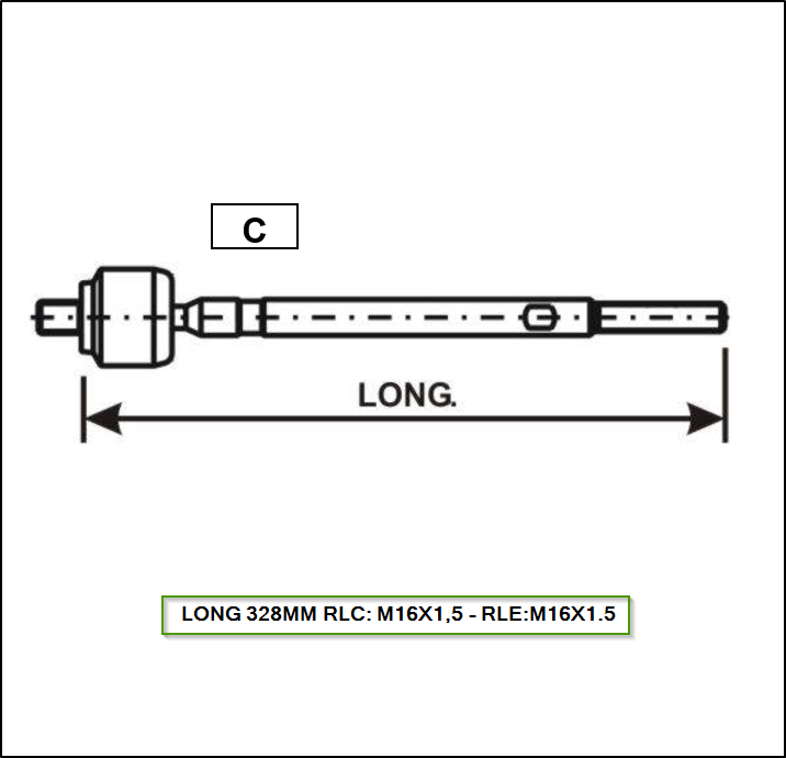 ART. AXIAL  (PRECAP) -IVECO DAILY HIDRAULICO 1997- 2007 - TIPO C - LONG: 328 - RLC: M16X1,5 - RLE:M16x1.5 - RLC 16X1.5