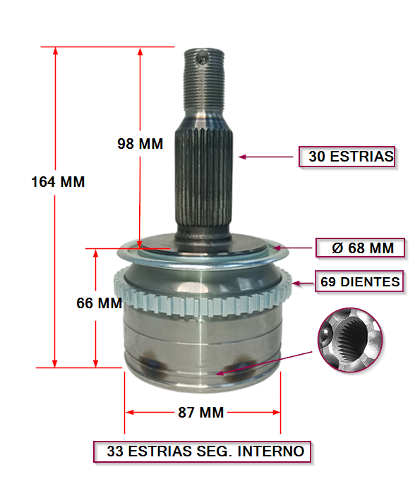 HOMOCINETICA MITSUBISHI L-200 TRITON 07/15 (30 X 33 X 69)