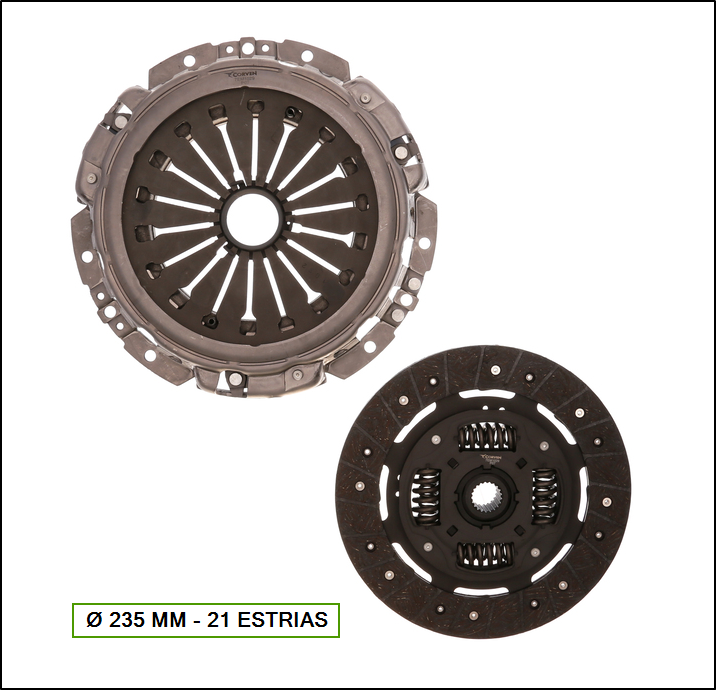 CONJUNTO DE EMBRAGUE (P+D) - DUCATO - BOXER - JUMPER 2.3 HDI 2010/... - 2.8 TD - HDI 99/... Ø 235 MM 21 ESTRIAS (DE TIRAR (PULL)