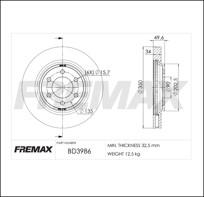 DISCO DE FRENO VENTILADO DELANTERO FORD F-150 2020/2025