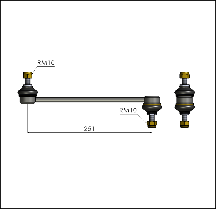 BIELETA BARRA ESTABILIZADORA DELANTERA FORD ECOSPORT KINETIC /FIESTA KINETIC - KA KINETIC  252 mm