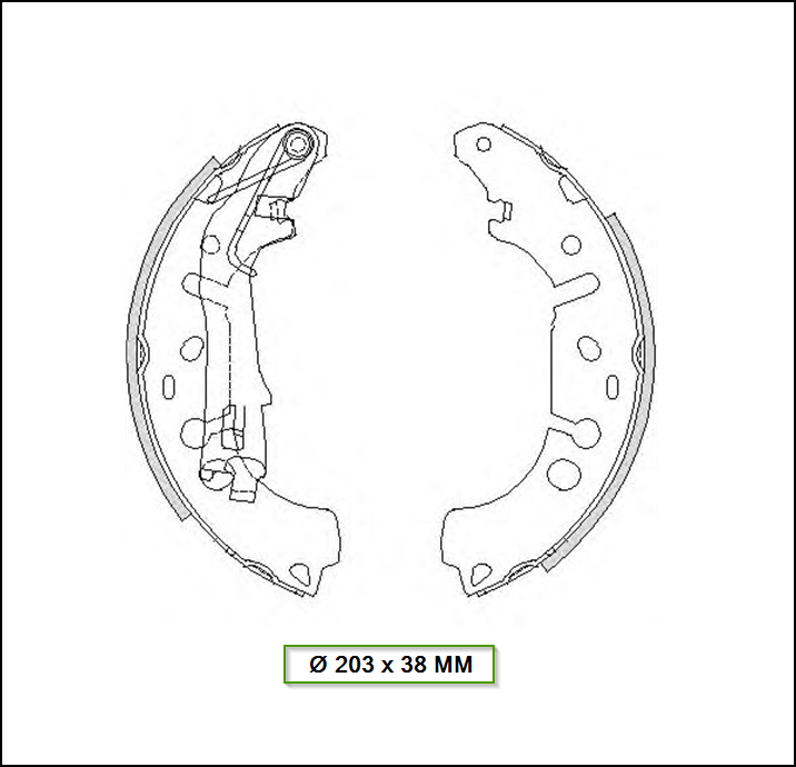 ZAPATAS DE FRENO FIAT PUNTO GRANDE - FIAT QUBO Ø 203 X 38 MM