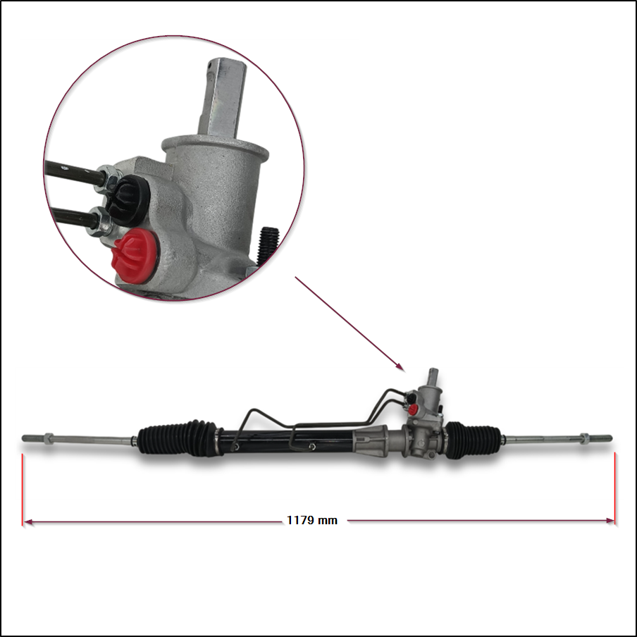 CAJA DE DIRECCION HIDRAULICA RENAULT CLIO 2 - KANGOO - SYMBOL -  (CAÑOS DE COSTADO ) - LARGO: 1179  -  RM14x1,5