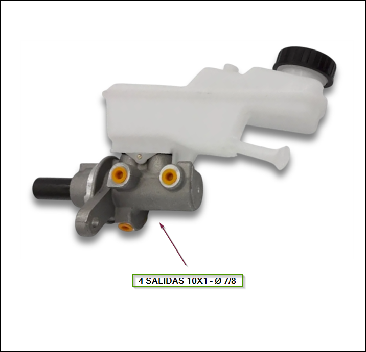 BOMBA DE FRENO D/C TOYOTA COROLLA 2008 / 2014 Ø7/8 4 SALIDAS 10X1 - ALUMINIO CON DEPOSITO