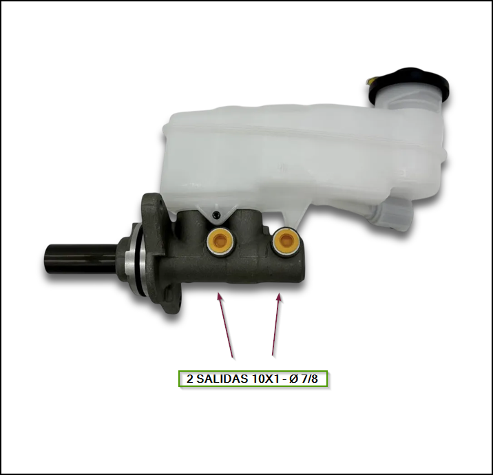 BOMBA DE FRENO D/C TOYOTA HILUX - SW4  2015/... 7/8 2 SALIDAS 12X1 - ALUMINIO CON DEPOSITO