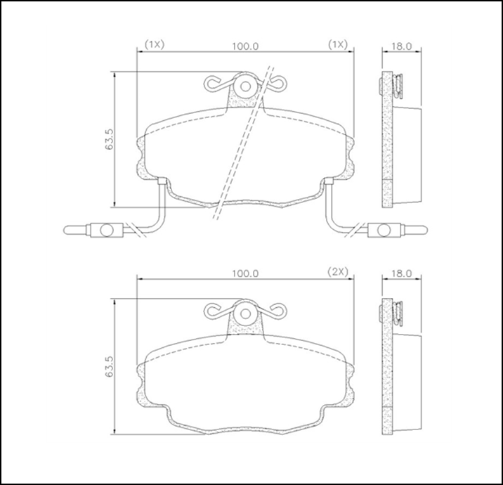 PASTILLA DE FRENO DEL RENAULT 18 - 19 - 21 - CLIO-  EXPRES - MEGANE- LOGAN -SANDERO - PUEGEOT 205 - CITROEN ZX(C/ SENSOR 19CM)