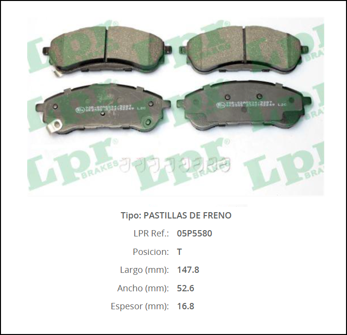 PASTILLA DE FRENO FORD RANGER RAPTOR 2.0 TDI 2019/... TRASERA