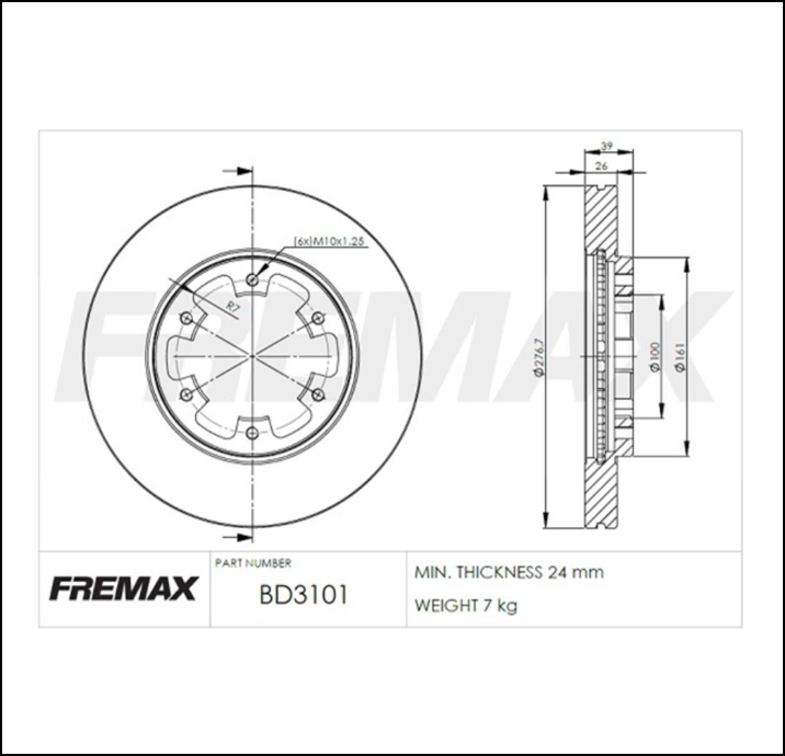 DISCO DE FRENO DELANTERO FRONTIER (2.8-VENTILADO-4X2-4X4)/PATHFINDER (3.0)/TERRANO/X-TERRA (2.9)