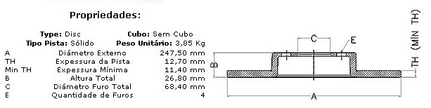 DISCO DE FRENO FORD TAUNUS